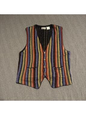 Multicoloured striped wool vest